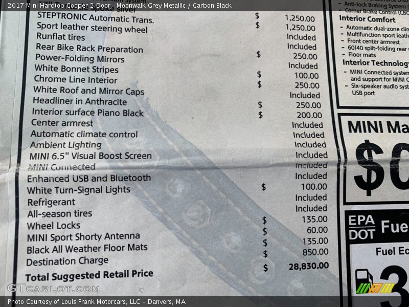 Moonwalk Grey Metallic / Carbon Black 2017 Mini Hardtop Cooper 2 Door