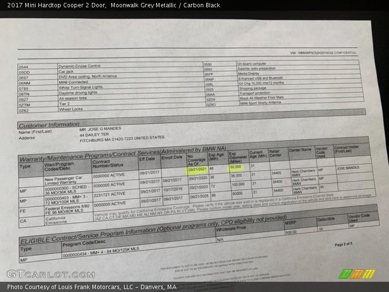 Moonwalk Grey Metallic / Carbon Black 2017 Mini Hardtop Cooper 2 Door