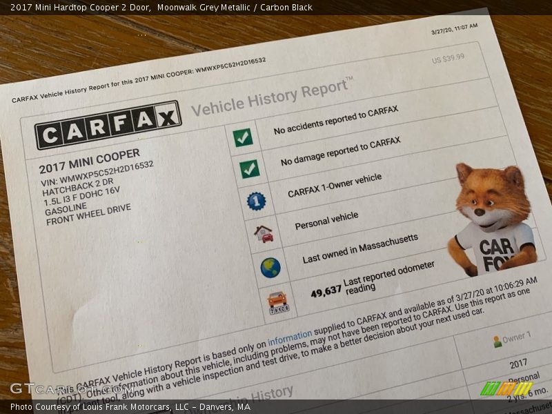 Moonwalk Grey Metallic / Carbon Black 2017 Mini Hardtop Cooper 2 Door