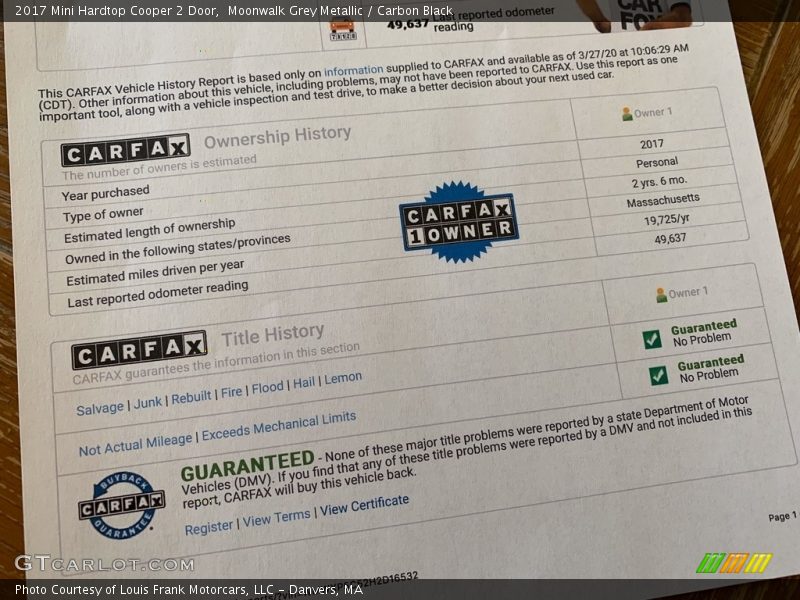 Moonwalk Grey Metallic / Carbon Black 2017 Mini Hardtop Cooper 2 Door