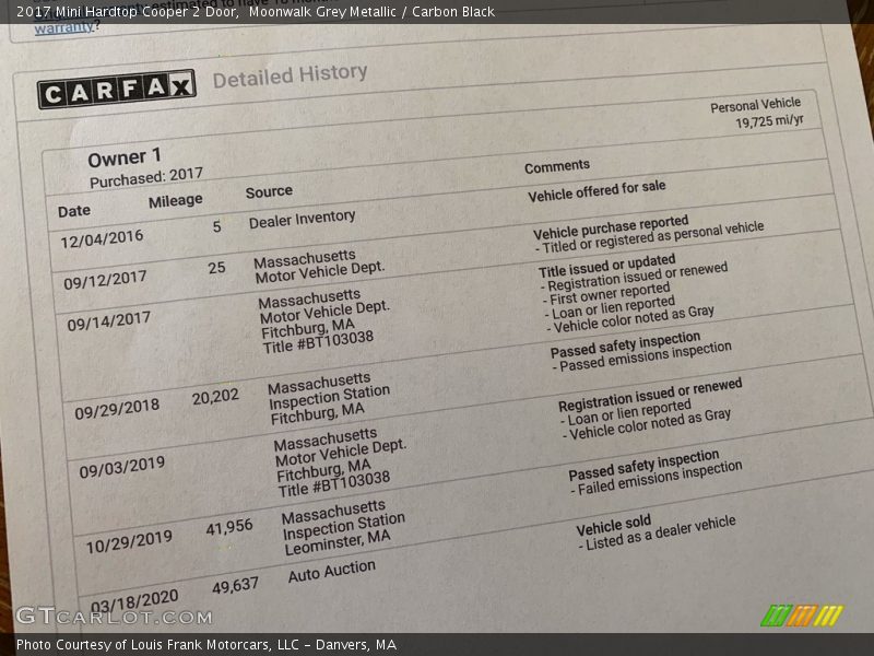 Moonwalk Grey Metallic / Carbon Black 2017 Mini Hardtop Cooper 2 Door