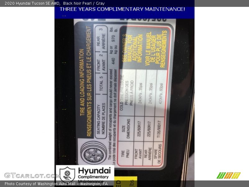 Black Noir Pearl / Gray 2020 Hyundai Tucson SE AWD