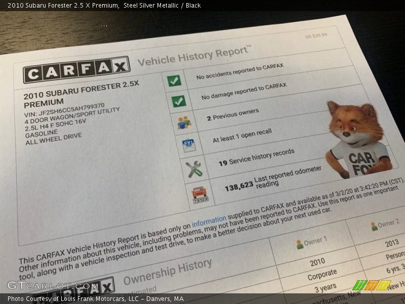 Steel Silver Metallic / Black 2010 Subaru Forester 2.5 X Premium