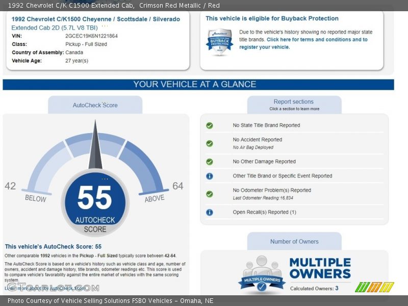 Crimson Red Metallic / Red 1992 Chevrolet C/K C1500 Extended Cab