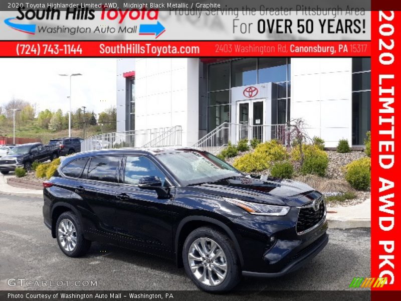 Midnight Black Metallic / Graphite 2020 Toyota Highlander Limited AWD