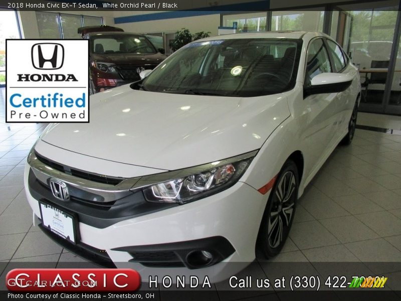 White Orchid Pearl / Black 2018 Honda Civic EX-T Sedan