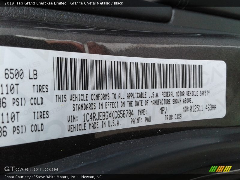 Granite Crystal Metallic / Black 2019 Jeep Grand Cherokee Limited