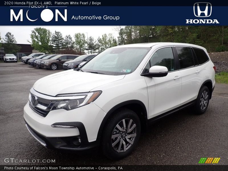 Platinum White Pearl / Beige 2020 Honda Pilot EX-L AWD