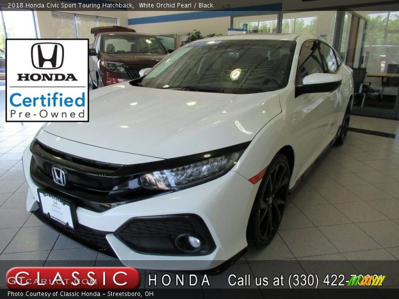 White Orchid Pearl / Black 2018 Honda Civic Sport Touring Hatchback