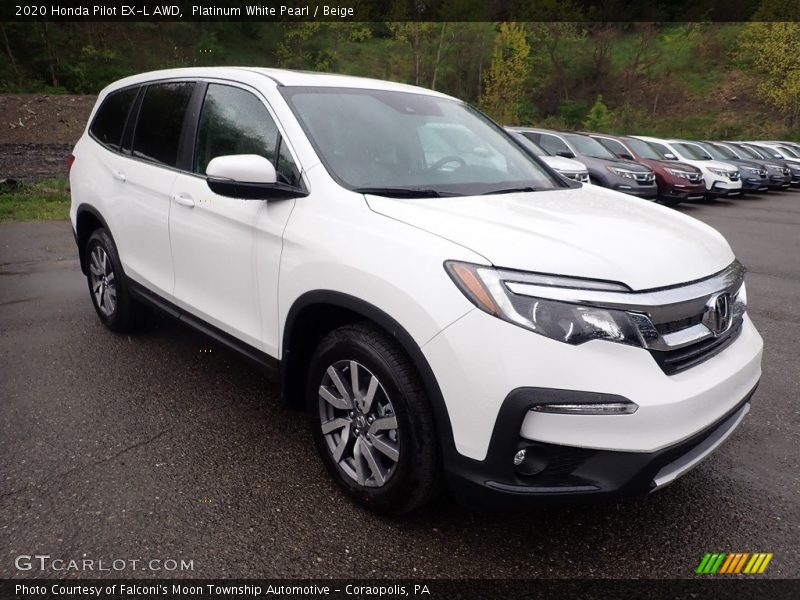 Platinum White Pearl / Beige 2020 Honda Pilot EX-L AWD