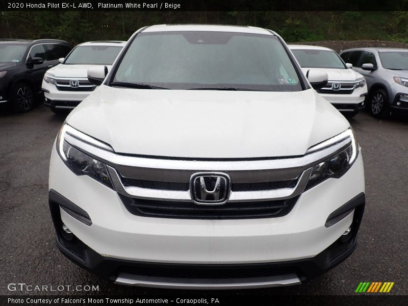 Platinum White Pearl / Beige 2020 Honda Pilot EX-L AWD