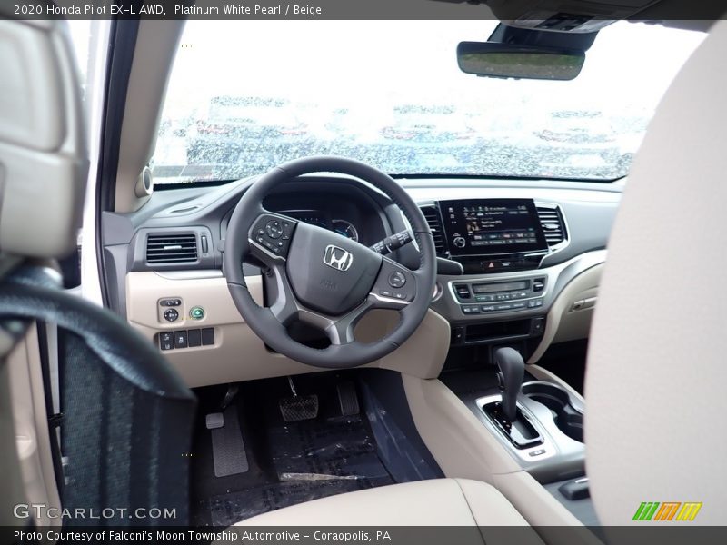 Platinum White Pearl / Beige 2020 Honda Pilot EX-L AWD