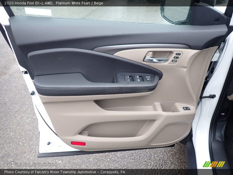 Platinum White Pearl / Beige 2020 Honda Pilot EX-L AWD