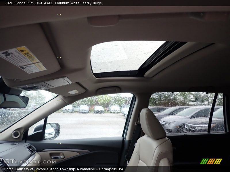 Platinum White Pearl / Beige 2020 Honda Pilot EX-L AWD