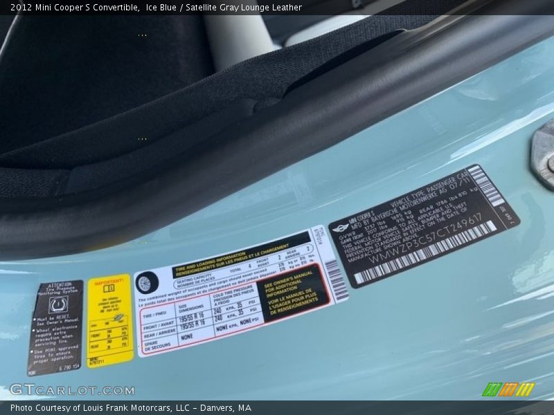 Ice Blue / Satellite Gray Lounge Leather 2012 Mini Cooper S Convertible
