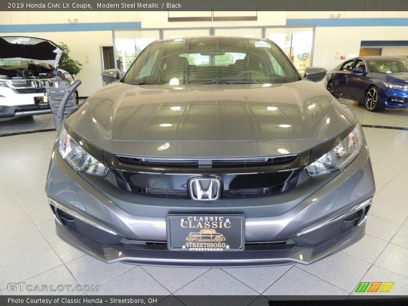 Modern Steel Metallic / Black 2019 Honda Civic LX Coupe
