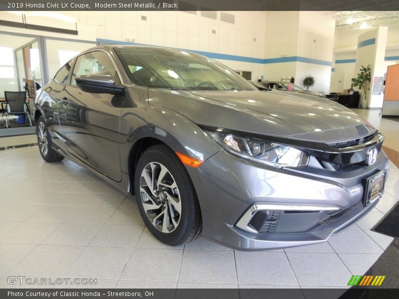 Modern Steel Metallic / Black 2019 Honda Civic LX Coupe