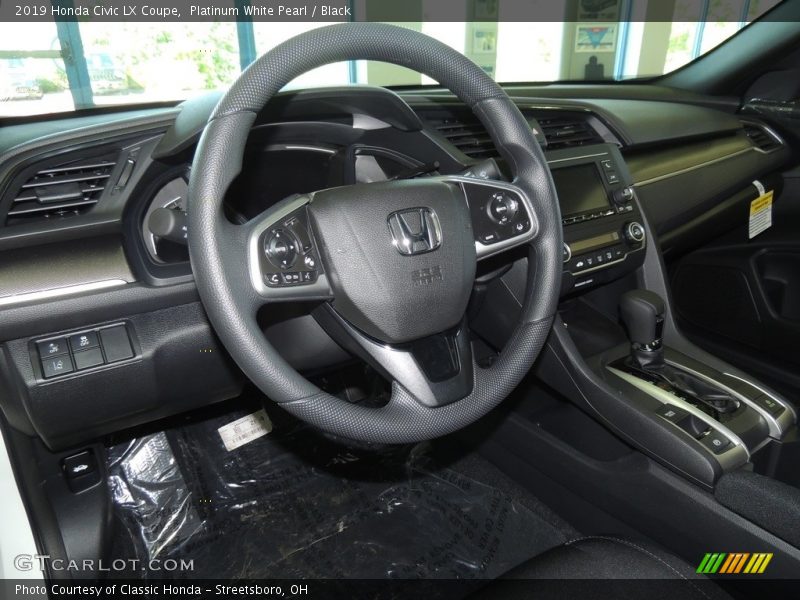 Platinum White Pearl / Black 2019 Honda Civic LX Coupe