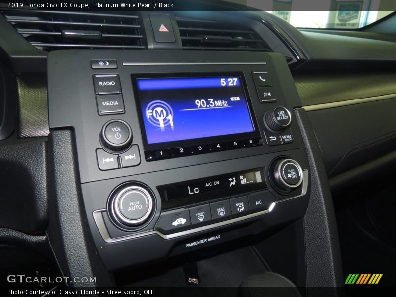Platinum White Pearl / Black 2019 Honda Civic LX Coupe