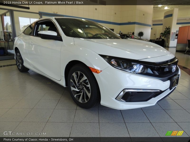 Platinum White Pearl / Black 2019 Honda Civic LX Coupe