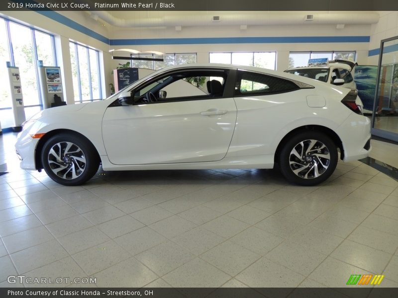 Platinum White Pearl / Black 2019 Honda Civic LX Coupe