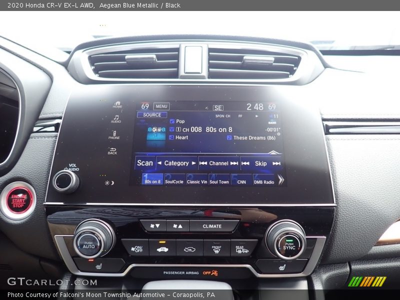 Aegean Blue Metallic / Black 2020 Honda CR-V EX-L AWD