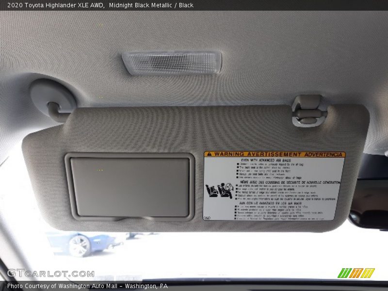 Midnight Black Metallic / Black 2020 Toyota Highlander XLE AWD