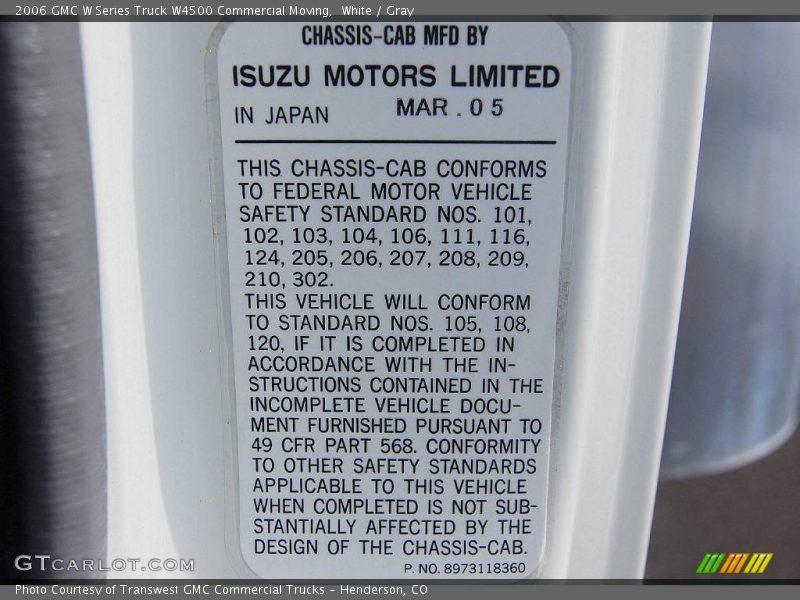 White / Gray 2006 GMC W Series Truck W4500 Commercial Moving