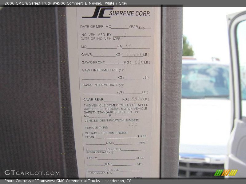 White / Gray 2006 GMC W Series Truck W4500 Commercial Moving