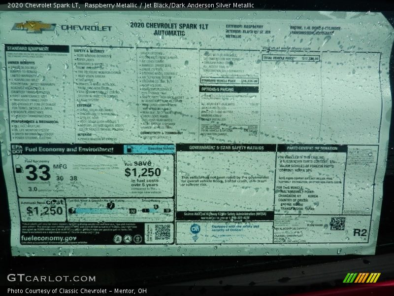 Raspberry Metallic / Jet Black/Dark Anderson Silver Metallic 2020 Chevrolet Spark LT