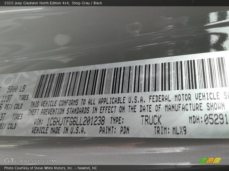 Sting-Gray / Black 2020 Jeep Gladiator North Edition 4x4