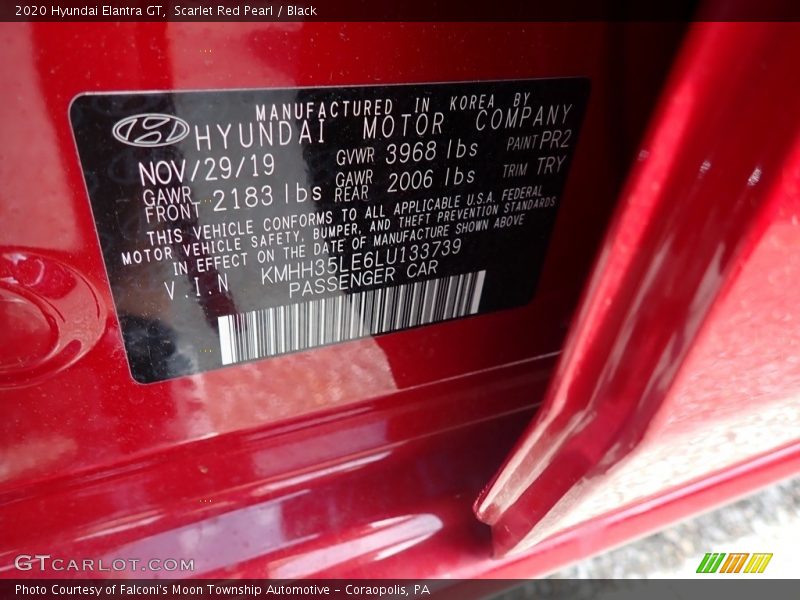 Scarlet Red Pearl / Black 2020 Hyundai Elantra GT