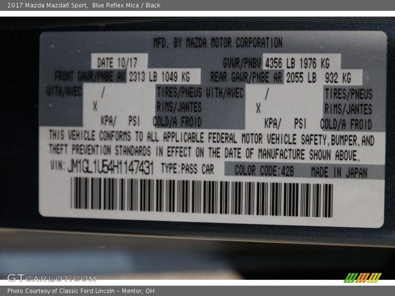 Blue Reflex Mica / Black 2017 Mazda Mazda6 Sport
