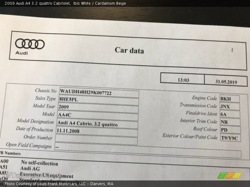 Ibis White / Cardamom Beige 2009 Audi A4 3.2 quattro Cabriolet