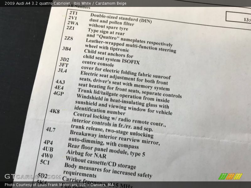 Ibis White / Cardamom Beige 2009 Audi A4 3.2 quattro Cabriolet
