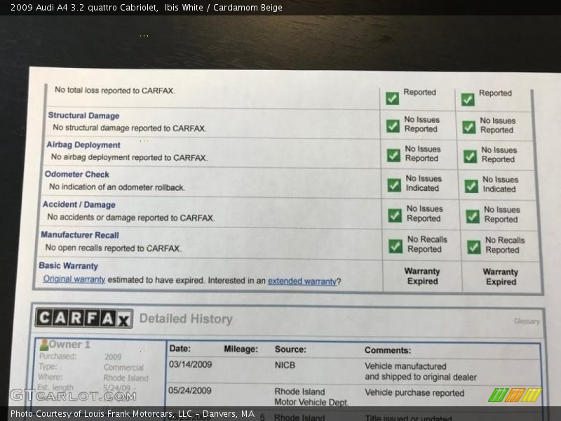 Ibis White / Cardamom Beige 2009 Audi A4 3.2 quattro Cabriolet