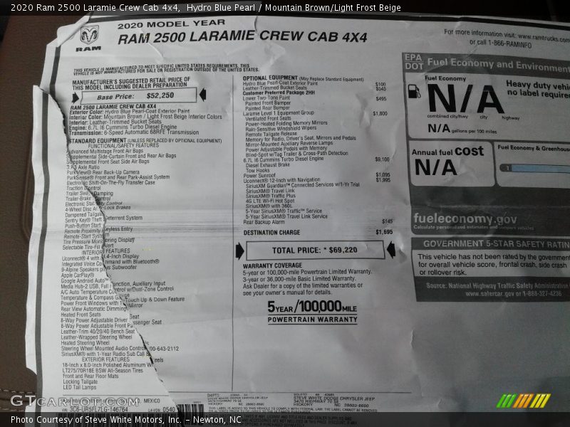 Hydro Blue Pearl / Mountain Brown/Light Frost Beige 2020 Ram 2500 Laramie Crew Cab 4x4