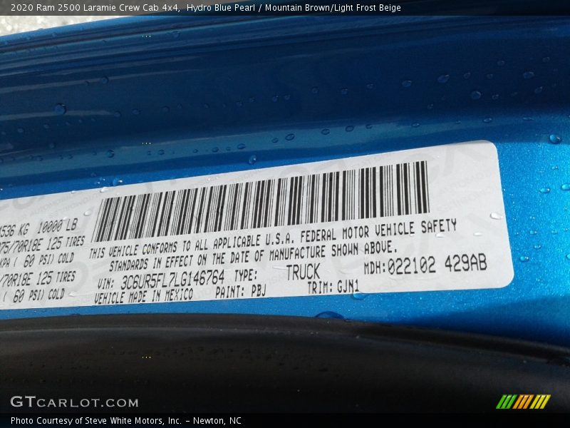 Hydro Blue Pearl / Mountain Brown/Light Frost Beige 2020 Ram 2500 Laramie Crew Cab 4x4