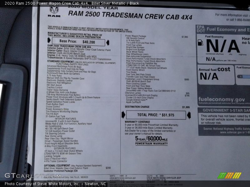 2020 2500 Power Wagon Crew Cab 4x4 Window Sticker