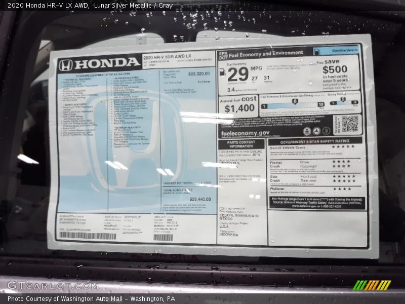 Lunar Silver Metallic / Gray 2020 Honda HR-V LX AWD