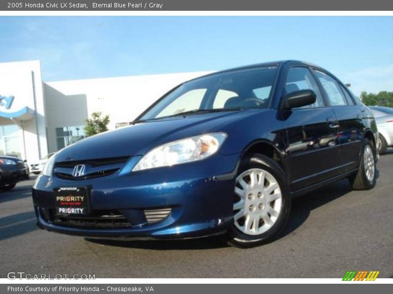 Eternal Blue Pearl / Gray 2005 Honda Civic LX Sedan