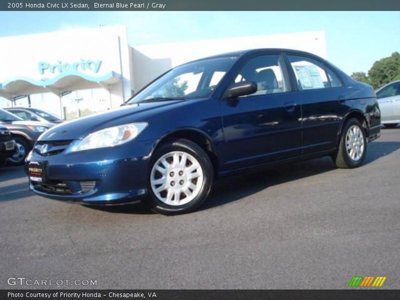 Eternal Blue Pearl / Gray 2005 Honda Civic LX Sedan