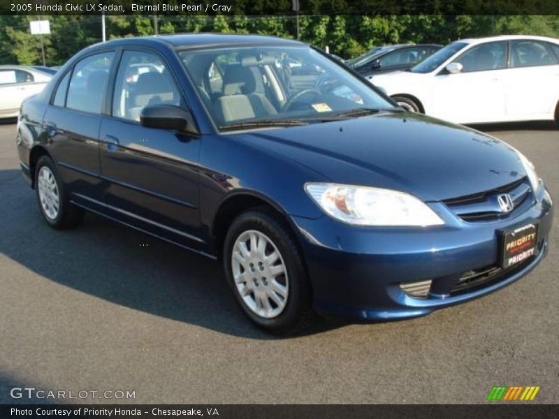Eternal Blue Pearl / Gray 2005 Honda Civic LX Sedan