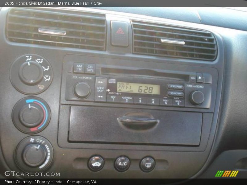 Eternal Blue Pearl / Gray 2005 Honda Civic LX Sedan