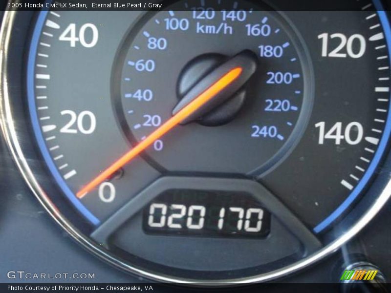 Eternal Blue Pearl / Gray 2005 Honda Civic LX Sedan