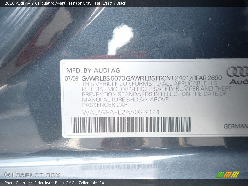 Meteor Gray Pearl Effect / Black 2010 Audi A4 2.0T quattro Avant