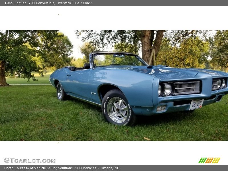 Warwick Blue / Black 1969 Pontiac GTO Convertible