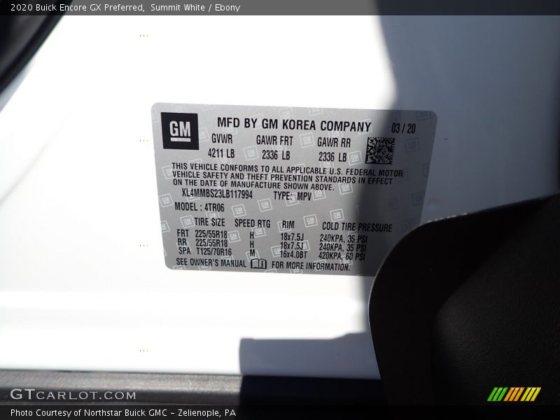 Summit White / Ebony 2020 Buick Encore GX Preferred