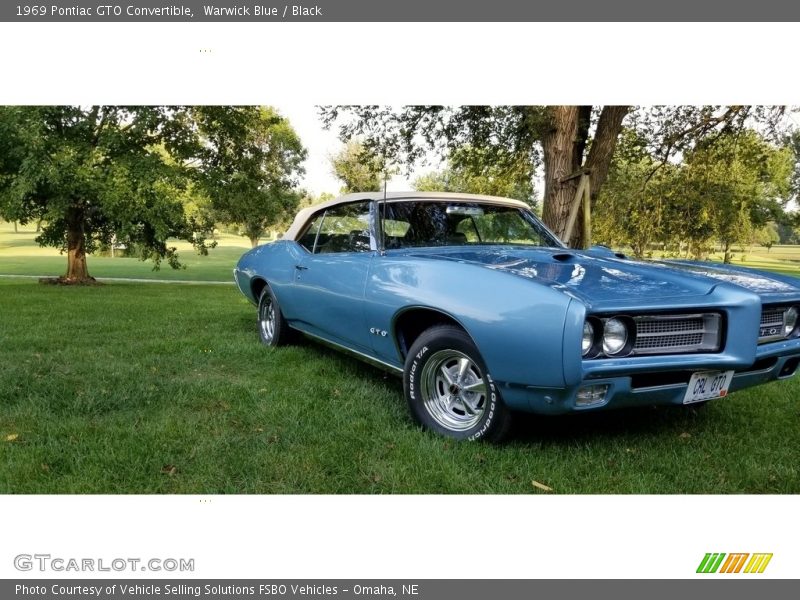 Warwick Blue / Black 1969 Pontiac GTO Convertible