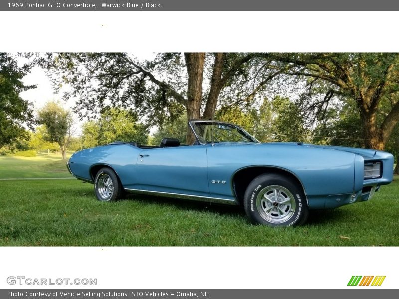 Warwick Blue / Black 1969 Pontiac GTO Convertible